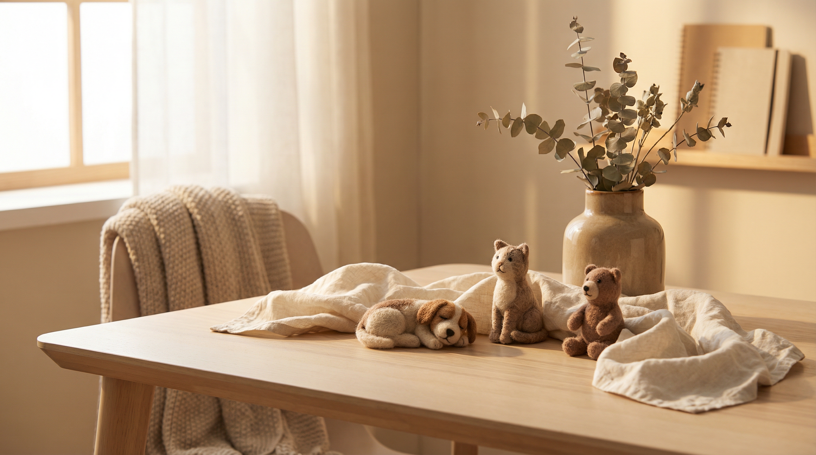 Handcrafted wool pet figurines